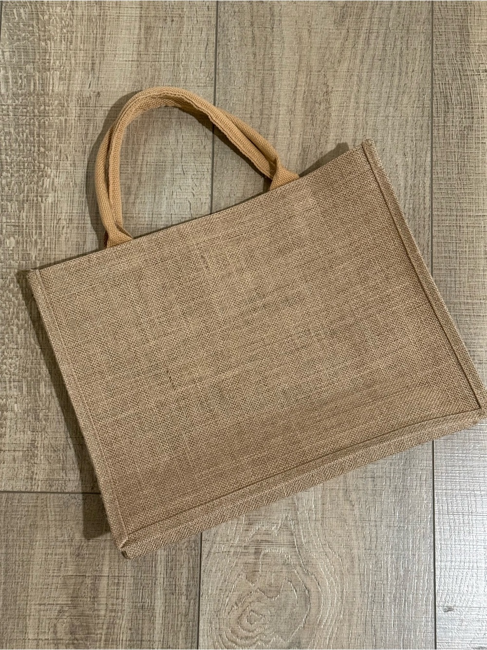 Natural Jute Burlap Tote Bag Structured Market Shopper Beach Bag